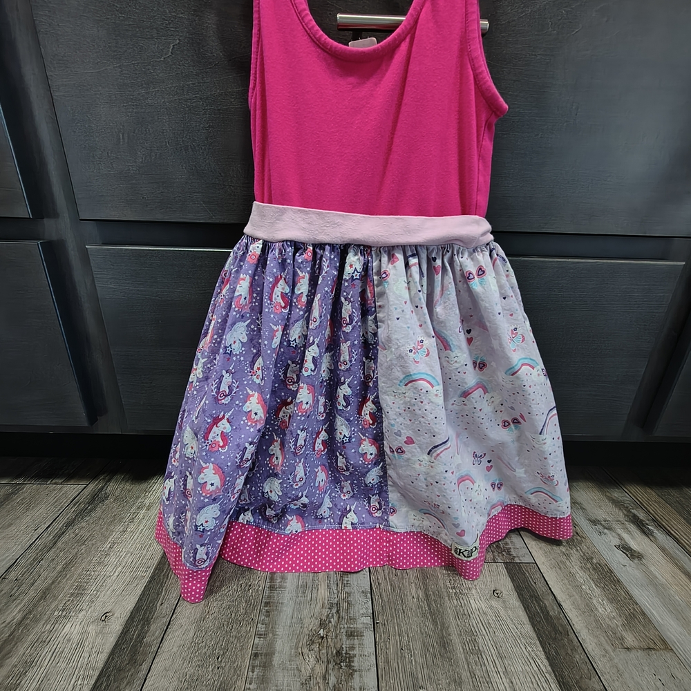 Girls' Hot Pink Unicorn Print Tank Dress